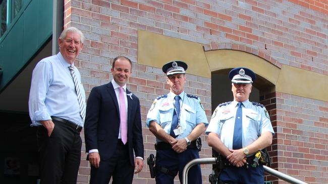 Former Hornsby Council Mayor Steve Russell, Hornsby MP Matt Kean, Detective Inspectors Jon Gross and Frank Gilroy. Picture: Supplied