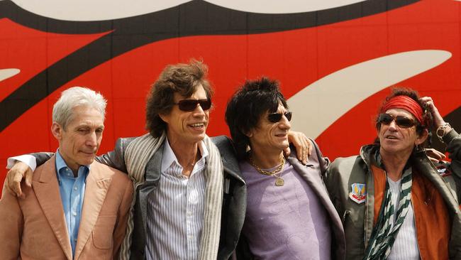 Charlie Watts, Mick Jagger, Ron Wood and Keith Richards in 2002. Picture: AFP