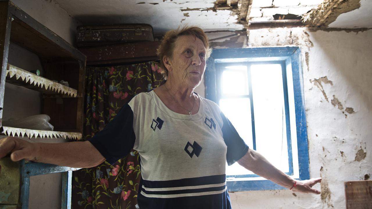 Inna Tipunova on July 20, three days after a woman in her 50s sitting in her MH17 seat came crashing through her house in the Village of Rozsypne near Donetsk. Picture: Ella Pellegrini