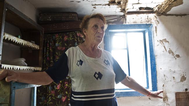 Inna Tipunova on July 20, three days after a woman in her 50s sitting in her MH17 seat came crashing through her house in the Village of Rozsypne near Donetsk. Picture: Ella Pellegrini