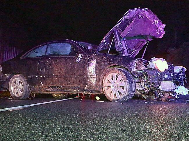 Mercedes Benz Searched By Detectives Following Wet Weather Suspected Drink Drive Crash Near Bonville 11 May 2022 Coffs Harbour. Picture: Frank Redward