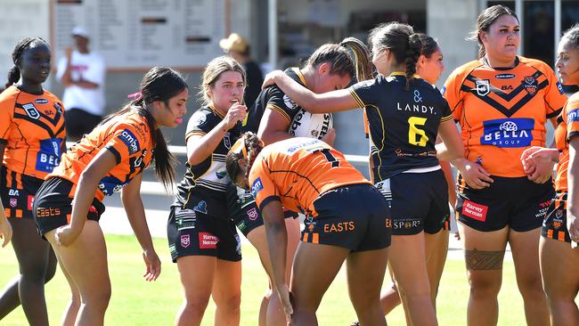 Harvey Norman under 19s girls rugby league match between Brisbane Tigers and Tweed Seagulls. Saturday February 25, 2022. Picture, John Gass