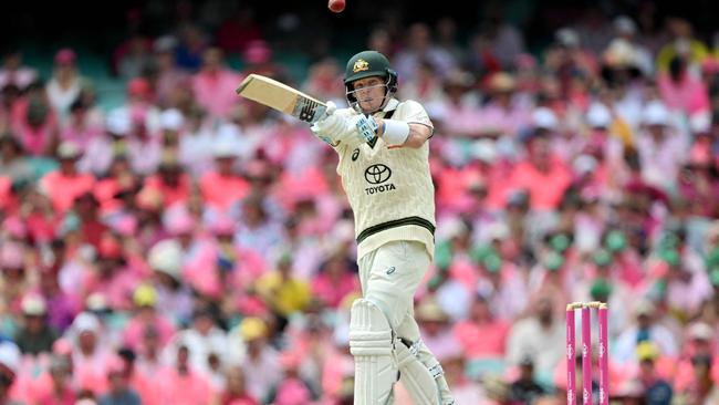 Steve Smith will be heading to the top of the order next week in Adelaide alongside Usman Khawaja. Picture: Saeed Khan / AFP.