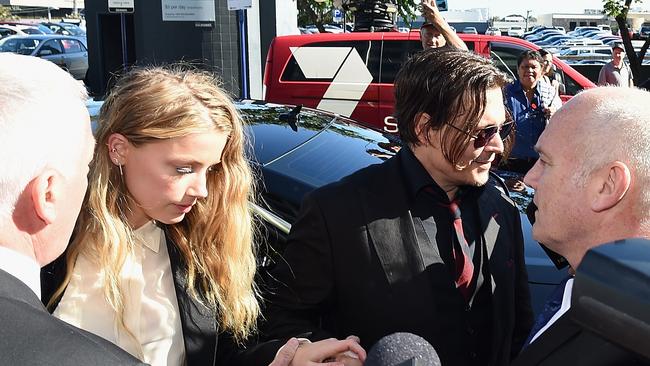 Johnny Depp and Amber Heard arrives at Southport court. Photo: Matt Roberts/Getty Images