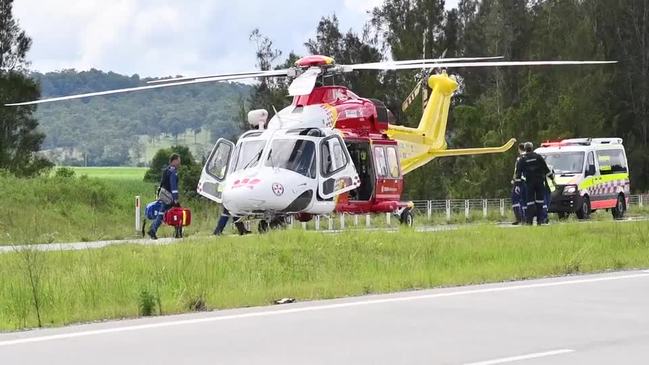 Westpac helicopter in action at Pacific Highway crash