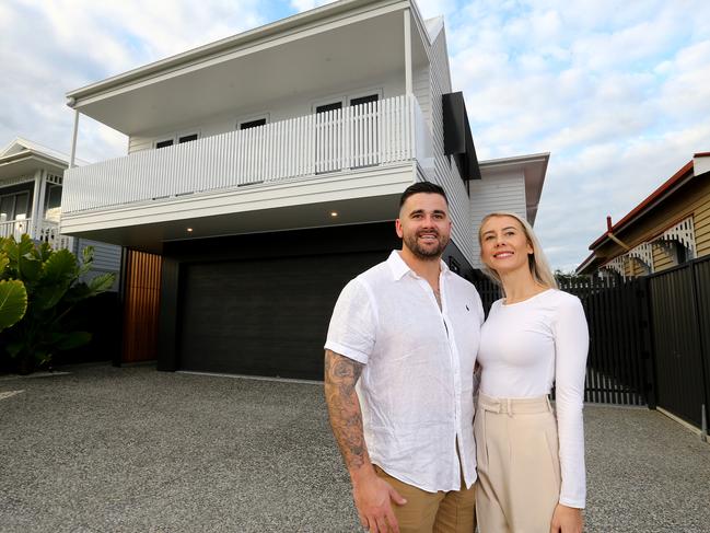 Samantha and Mitchell Pocklington at their stunning home at Melville Terrace close to the waterfront in Wynnum/Manly. Manly Wednesday 12th July 2023 Picture David Clark