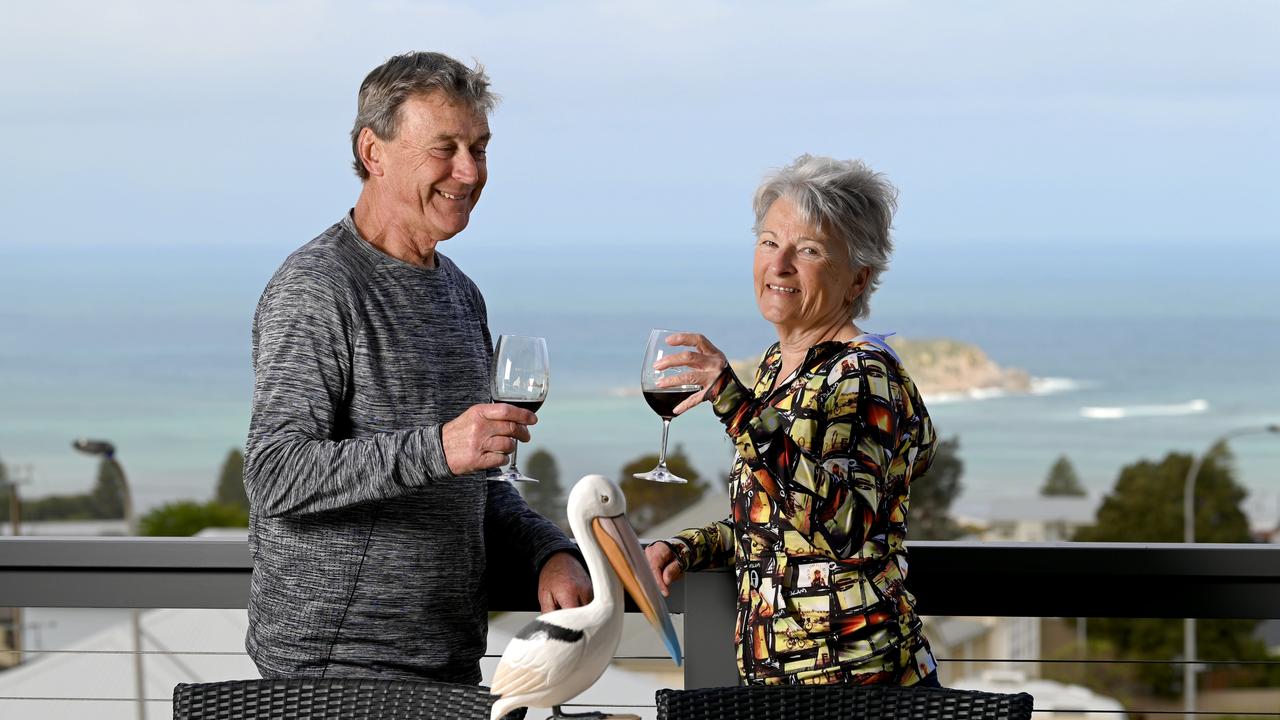 OCTOBER 1, 2021: Gina and Bill Jessop at their Encounter Bay home which sold before even going on the market. For a story on how the coastal property market is going strong. Picture: Naomi Jellicoe