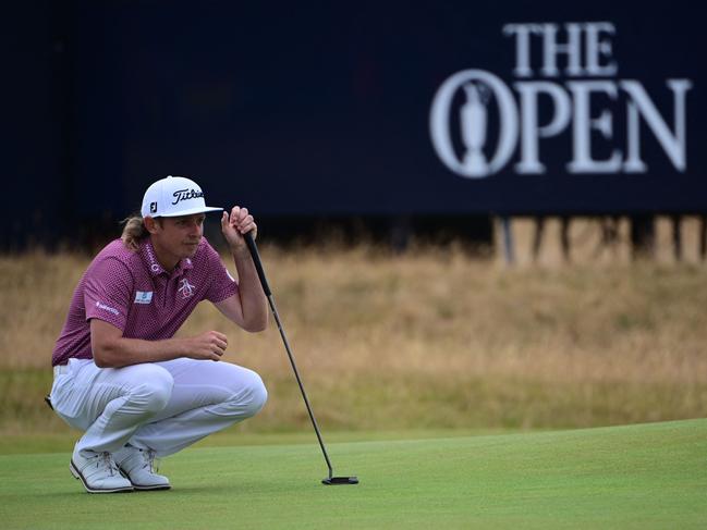 Australia's Cameron Smith lines up a putt during his final round on day 4 of The 150th British Open Golf Championship. Picture: AFP