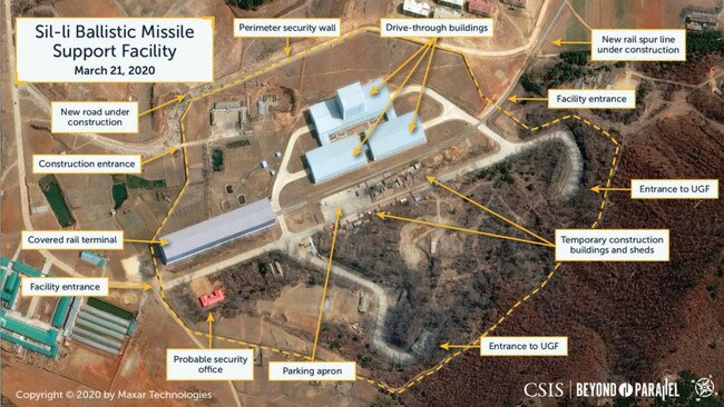 The new base is close to Pyongyang’s main airport. Picture: Maxar Technologies