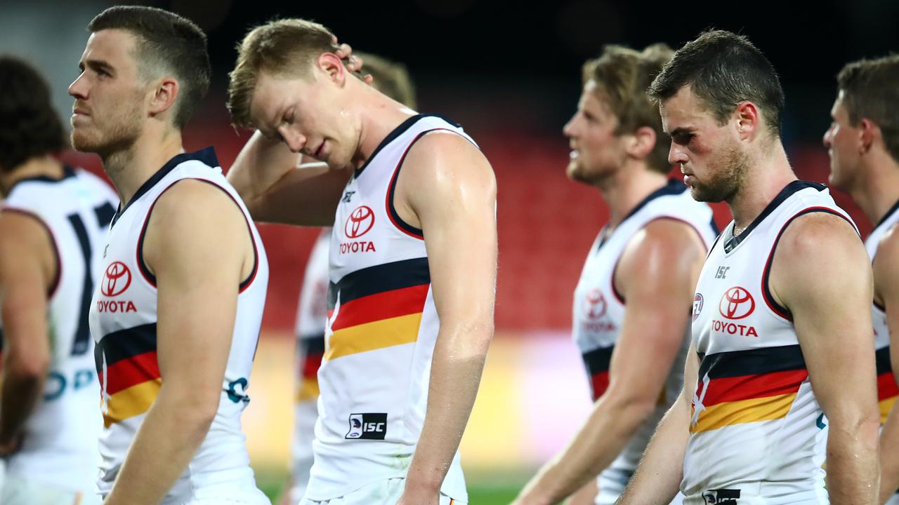 Adelaide was beaten badly by 2019 wooden spooners Gold Coast on Sunday. (Photo by Jono Searle/AFL Photos/via Getty Images )