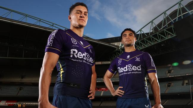 Warbrick and fellow Melbourne Storm winger Xavier Coates can both fly high. Picture: Michael Klein