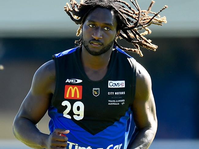 PERTH, AUSTRALIA - MARCH 10:  Nic Naitanui competes in the WAFL pre-season match between East Fremantle and East Perth on March 10, 2018 in Perth, Australia.  (Photo by Stefan Gosatti/Getty Images)