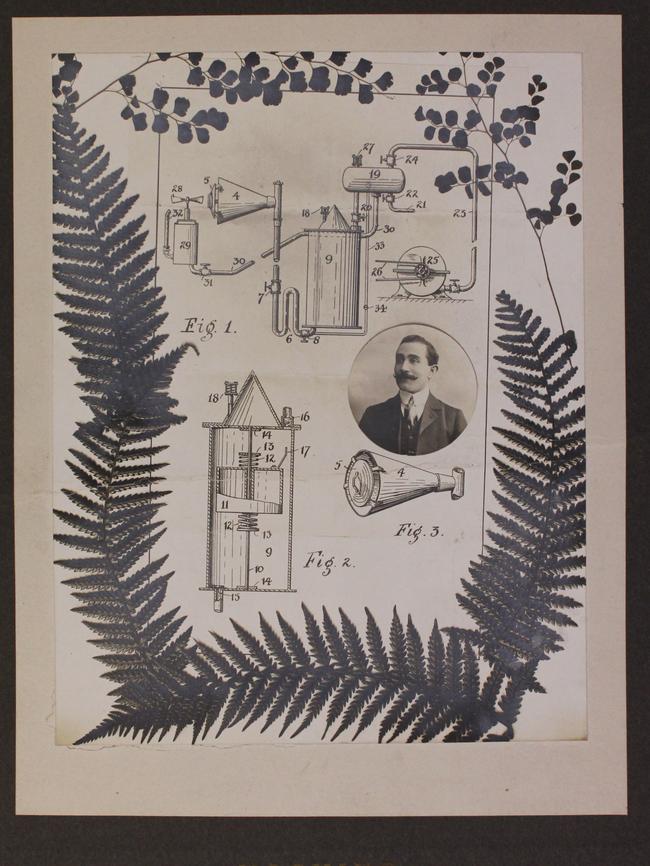 Antonio Soro’s ‘With Compliments’ card, showing his Perpetual Motion invention. Source: Public Record Office, Victoria