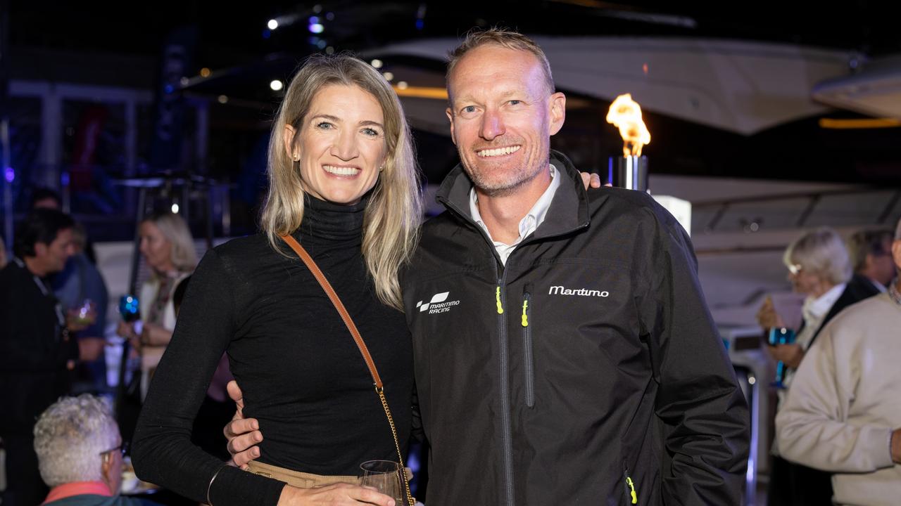 Katarina Stroud and Greg Stroud for The Pulse at Maritimo Luxury Yachts global launch of the S75 and M75 at the Sanctuary Cove International Boat Show 2023. Picture: Celeste Humphrey