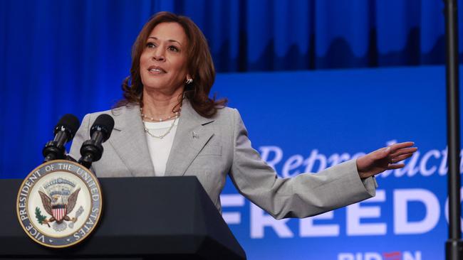 ‘Blame Donald Trump’: Kamala Harris speaks in Jacksonville, Florida. Picture: AFP