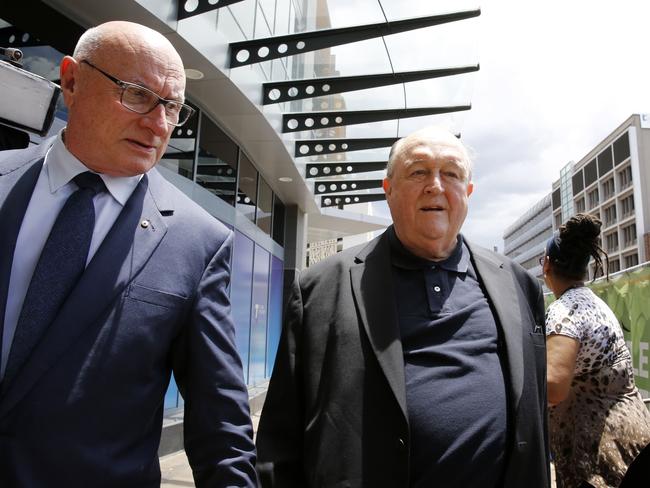 Senior Catholic priest Monsignor David Cappo arrives at court with Adelaide Archbishop Philip Wilson. Picture: AAP / Darren Pateman