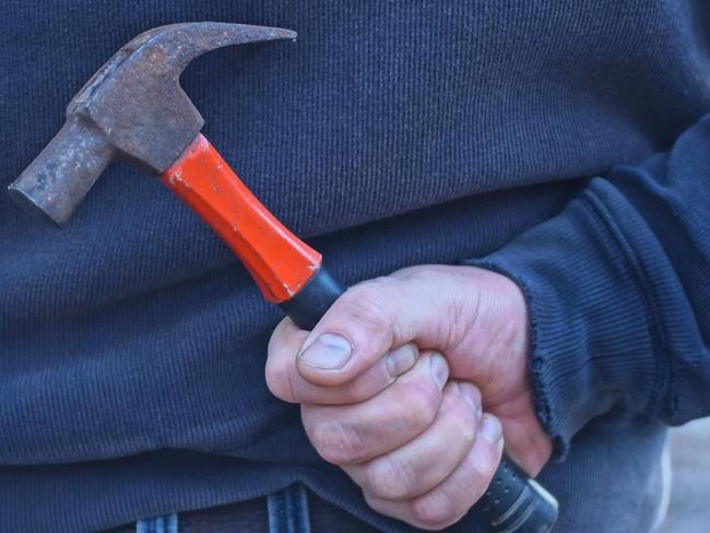 A group of teens allegedly attacked two shopping centre security guards with a hammer and fled the scene in the Latrobe Valley.