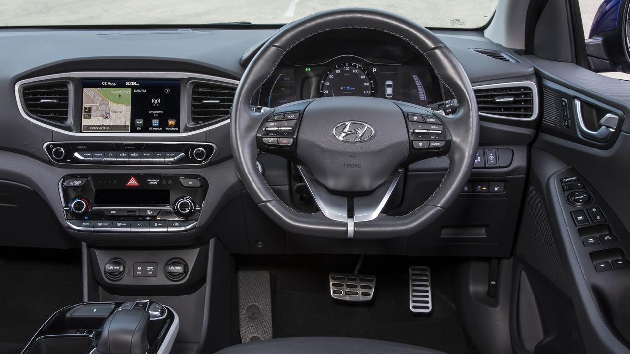 The Ioniq has a more conventional cabin layout.