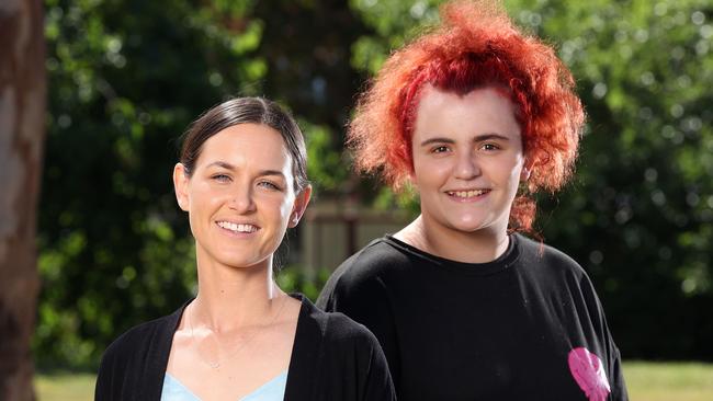 Kloe, 28, and Lauren, 21, new housing project in Logan for young women and children experiencing homelessness as a result of domestic and family violence. Picture: Liam Kidston