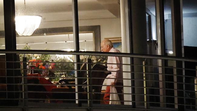 Alan Jones at his Circular Quay apartment, in the building nicknamed “The Toaster”. Picture: Richard Dobson