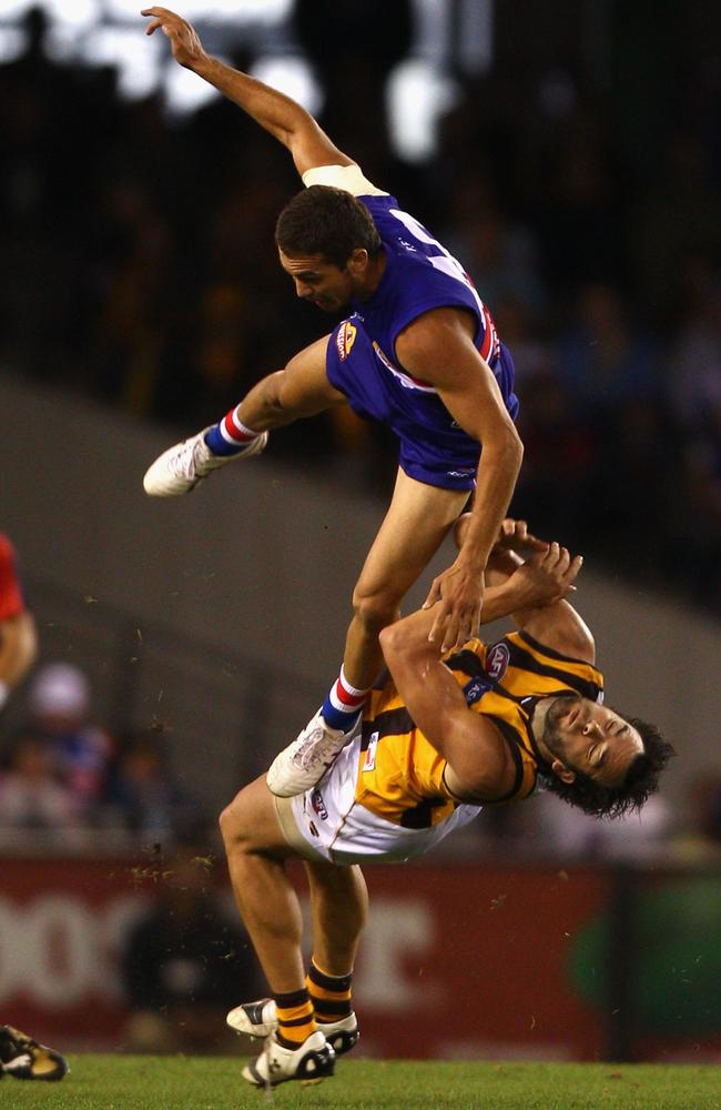 How did Jordan Lewis get up from this? Picture: Getty Images