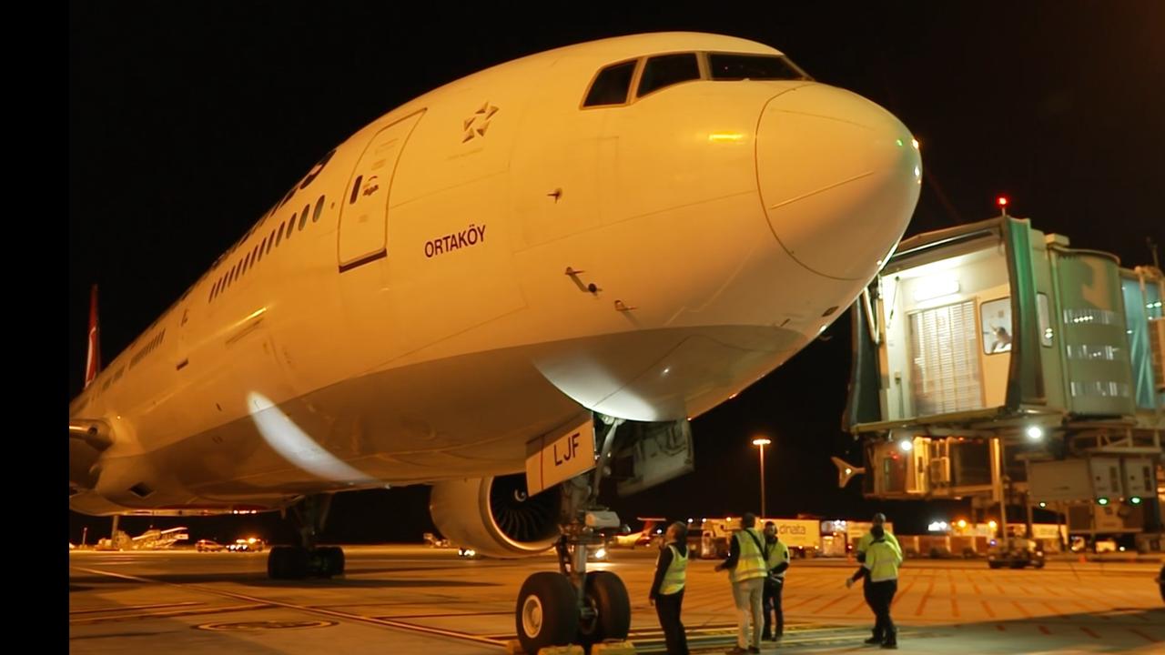 TK168 landed in Melbourne on Saturday night with the historic touchdown marking the carrier’s expansion into the Australian market.