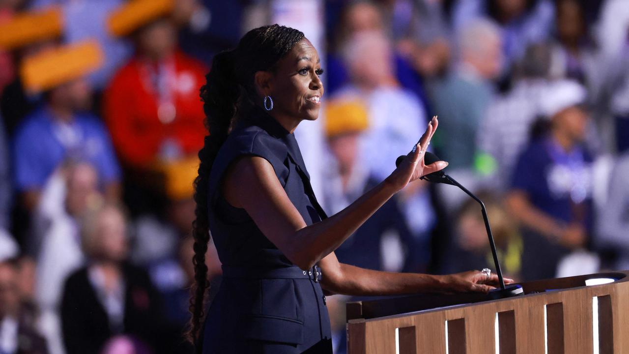 Michelle Obama on stage. Picture: Getty Images via AFP.