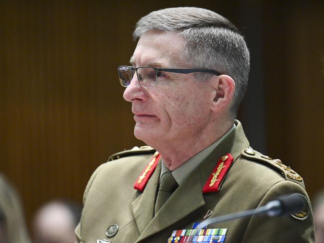 CANBERRA, Australia, NewsWire Photos. June 5, 2024: Chief of the Defence Force of Australia, Angus Campbell appears at the Senate, Foreign Affairs, Defence and Trade Legislation Committee (Senate Estimates) at Parliament House in Canberra. Picture: NewsWire / Martin Ollman