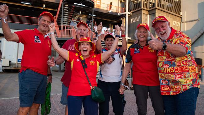 Fans at the Gold Coast Suns vs Geelong Cats Round 10 AFL match at TIO Stadium. Picture: Pema Tamang Pakhrin