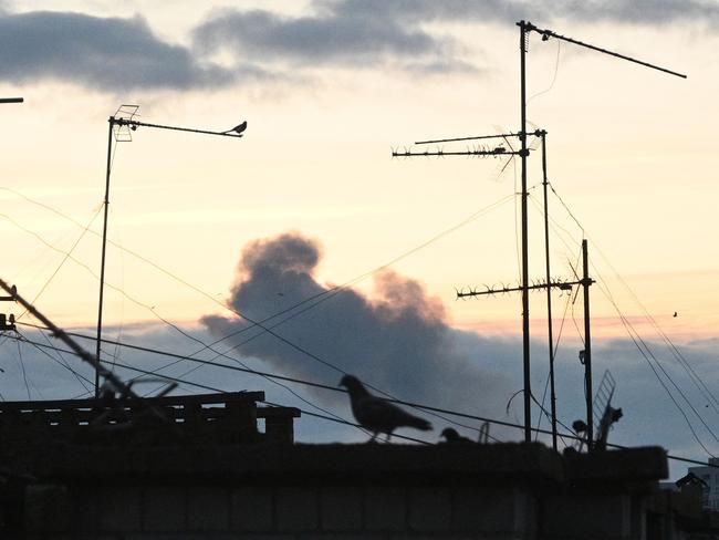 Smoke rises following missile strikes in Lviv, western Ukraine. Picture: AFP