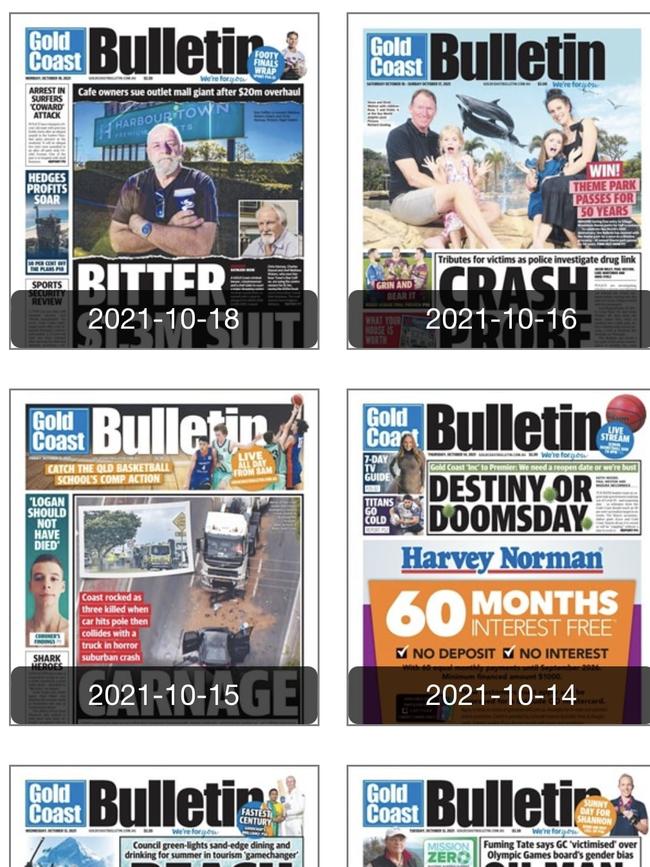 Gold Coast Bulletin digital print edition.