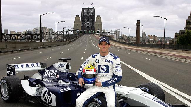 F1 on the Sydney Harbour Bridge? Mark Webber raced a car across in 2005. Picture: AFP