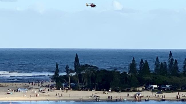 The Westpac Lifesaver Rescue searching for a missing child on the Sunshine Coast. Picture: Dan Peled