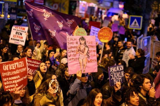 Protesters in Istanbul took to the streets for International Women's Day