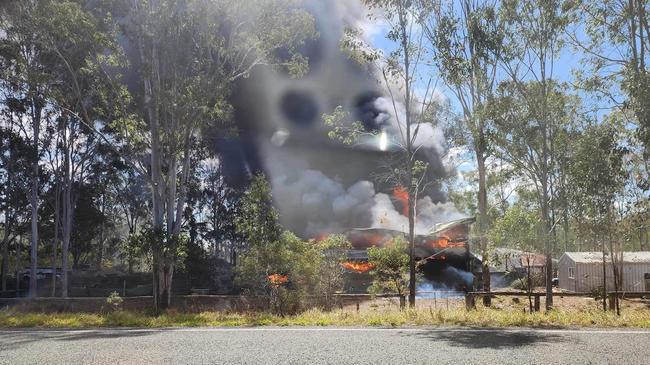 A home on fire at Yerra near Maryborough.