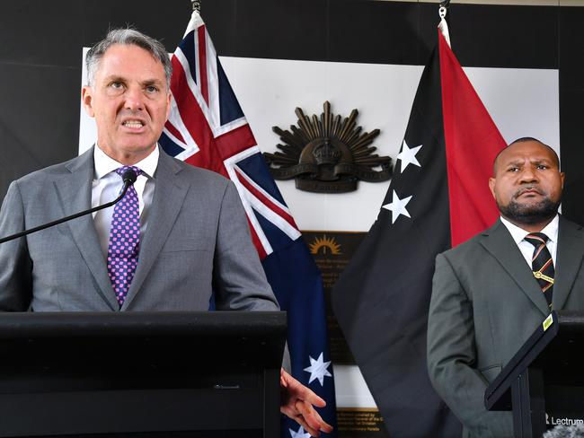 BRISBANE, AUSTRALIA - NewsWire Photos FEBRUARY 20, 2025: Deputy Prime Minister and Minister for Defence, Richard Marles and Papua New Guinea Minister of Defence, Billy Joseph.Deputy Prime Minister and Minister for Defence, Richard Marles is in Brisbane today with Papua New Guinea Minister of Defence, Billy Joseph, for the 2025 Australia-Papua New Guinea Defence Ministersâ Meeting.Picture: NewsWire / John Gass