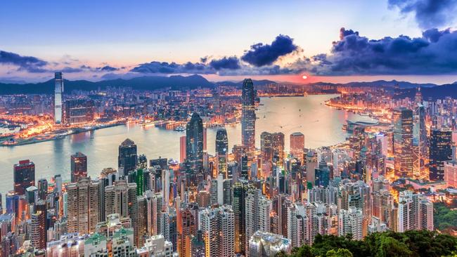 Hong Kong city view at sunrise