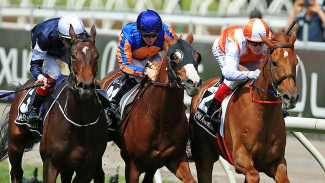 Vow And Declare (right) scored a thrilling win in the Melbourne Cup. Picture: Mark Stewart