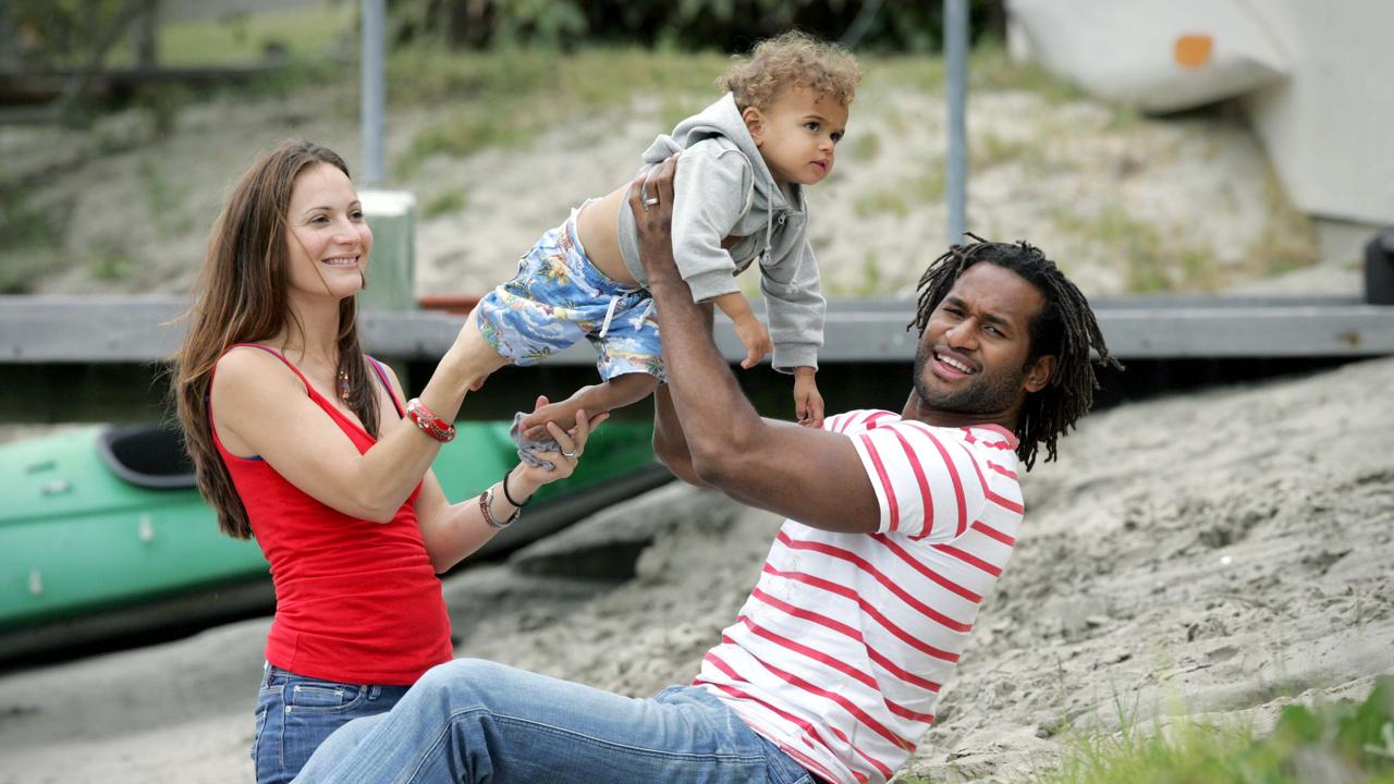 Lote Tuqiri with son Samson and wife Rebekka back in 2006.