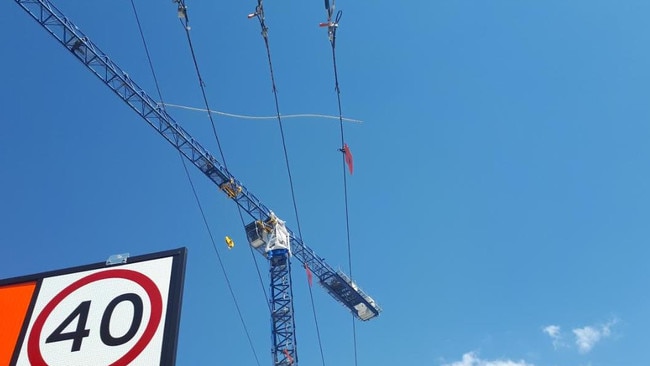 The crane is nine years old and had issues last week too, according to CMFEU. Picture: Brianna Morris-Grant