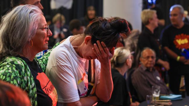 Devastated YES campaigners become emotional after the referendum failed earlier this month. Picture: Getty Images