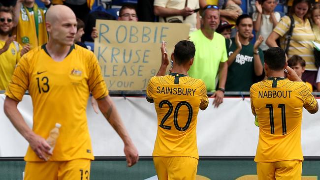 Socceroos after a friendly game against Czech Republic. Picture: Toby Zerna