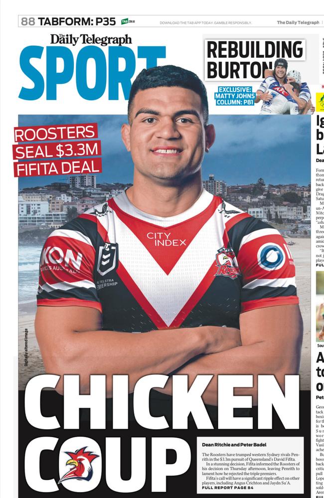 David Fifita signing with the Roosters. Friday, May 10, 2024.