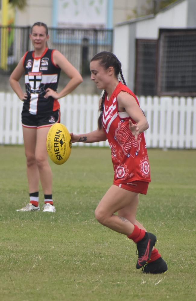 Katelyn Duncan in the North Mackay Saints and Eastern Swans clash in the senior women's McDonald's Mackay Cup, August 21, 2021. Picture: Matthew Forrest