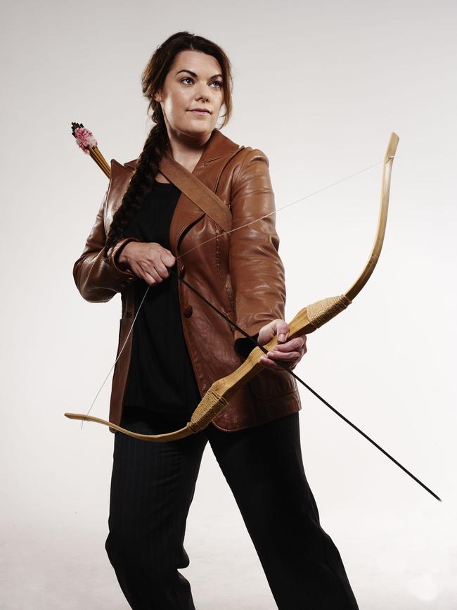 The Greens MP Sarah Hanson-Young as The Hunger Games’ Katniss Everdeen for SA Weekend in 2017.