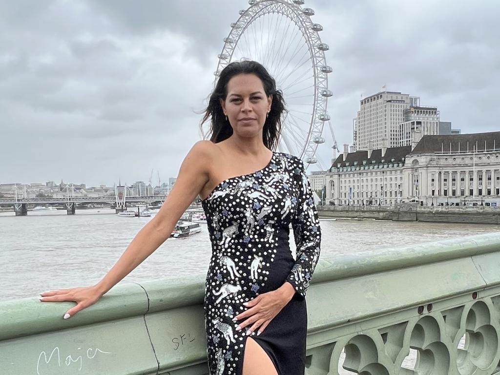 Australian model Shannon McGuire prepares to model for the First Nations Fashion Show at Australia House. Picture: Danielle Gusmaroli