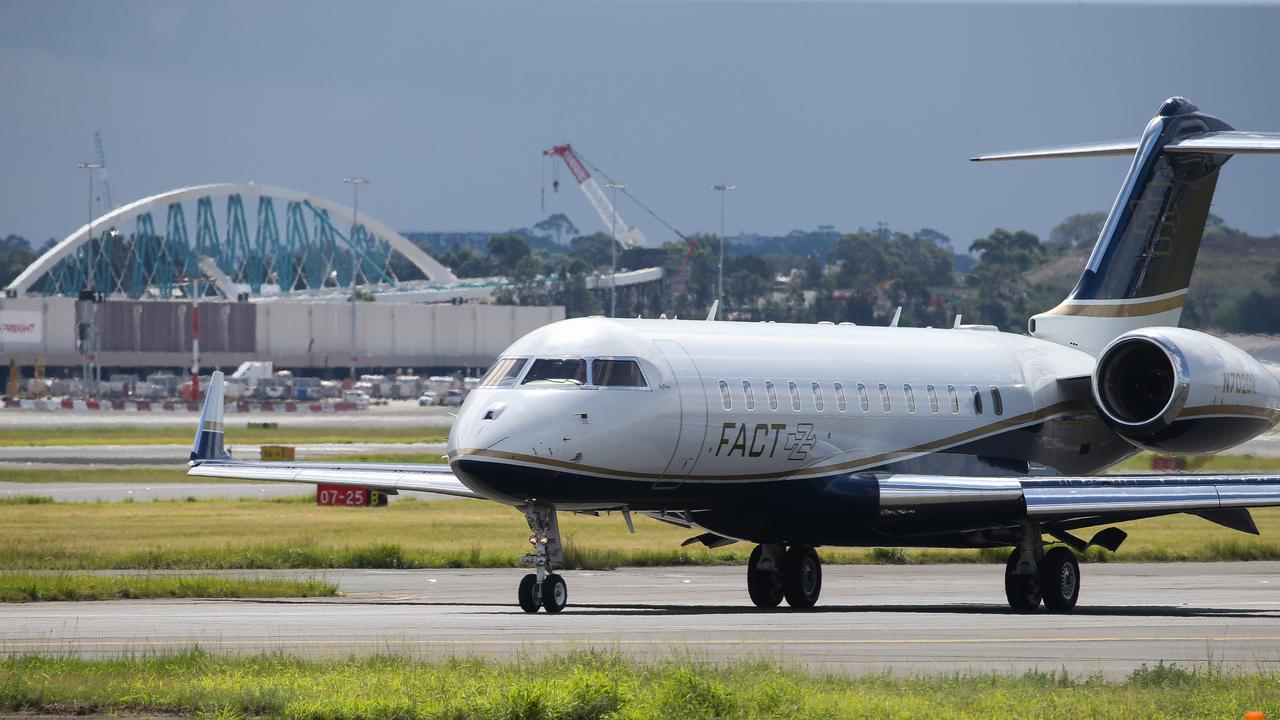 He flew aboard his jet from Sydney for Melbourne. Picture: NCA NewsWire / Gaye Gerard