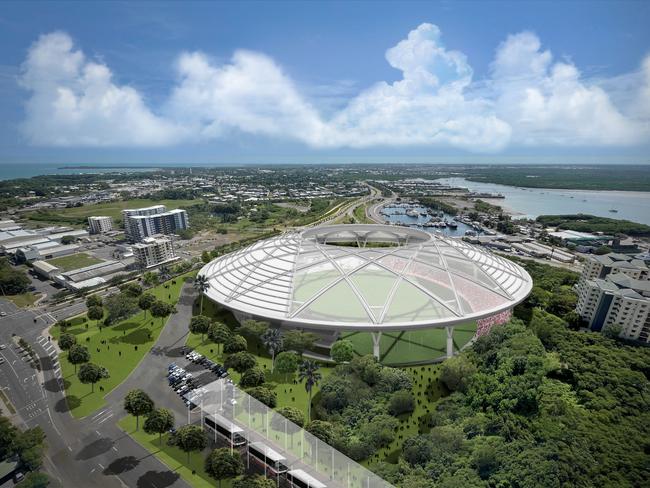 Artist impression of the proposed AFL stadium for the Darwin CBD. Picture: SUPPLIED