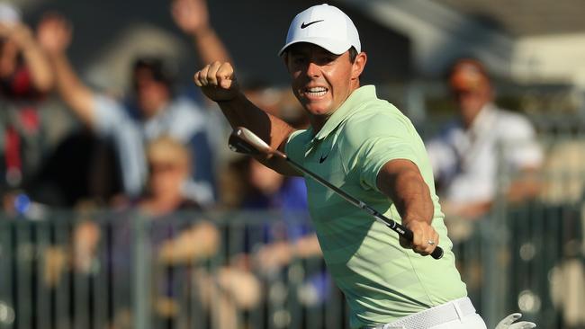 Rory McIlroy celebrates a birdie at the Arnold Palmer Invitational.
