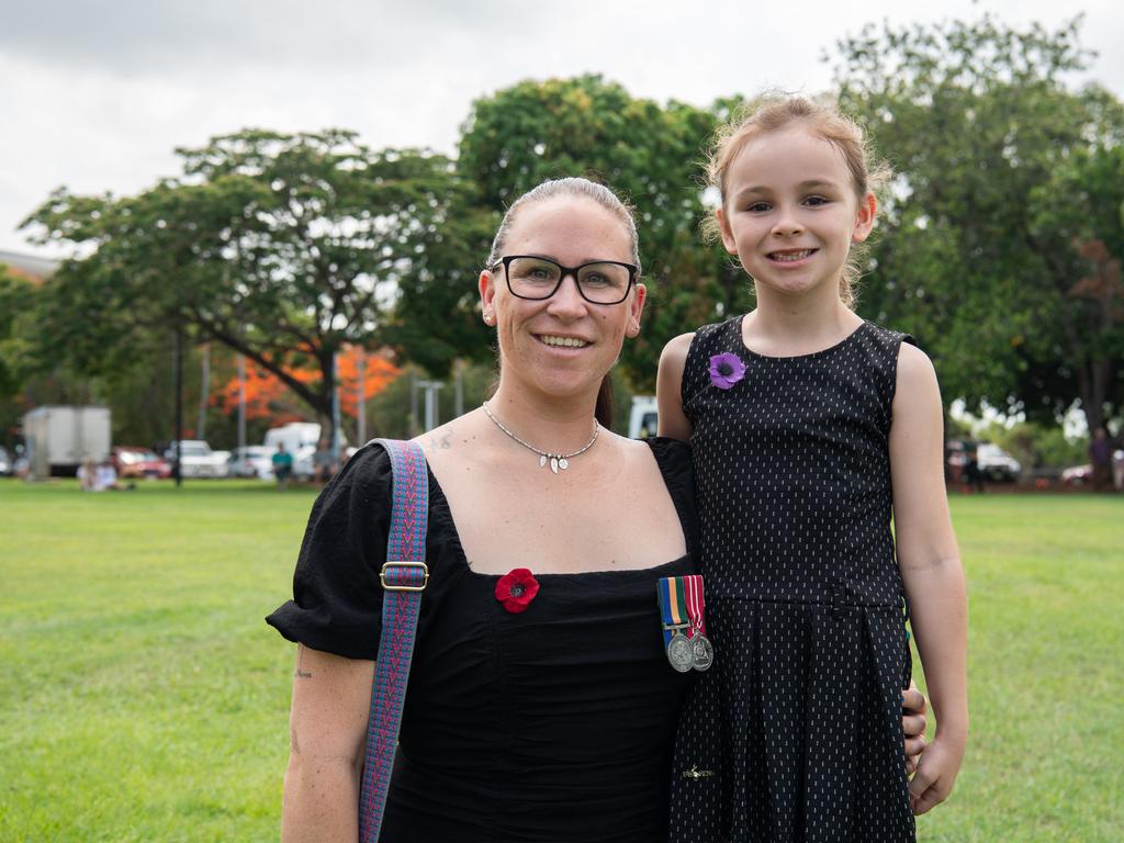 Sam Snell and Harley Snell at the Darwin Cenotaph's Remembrance Day service, 2023. Picture: Pema Tamang Pakhrin